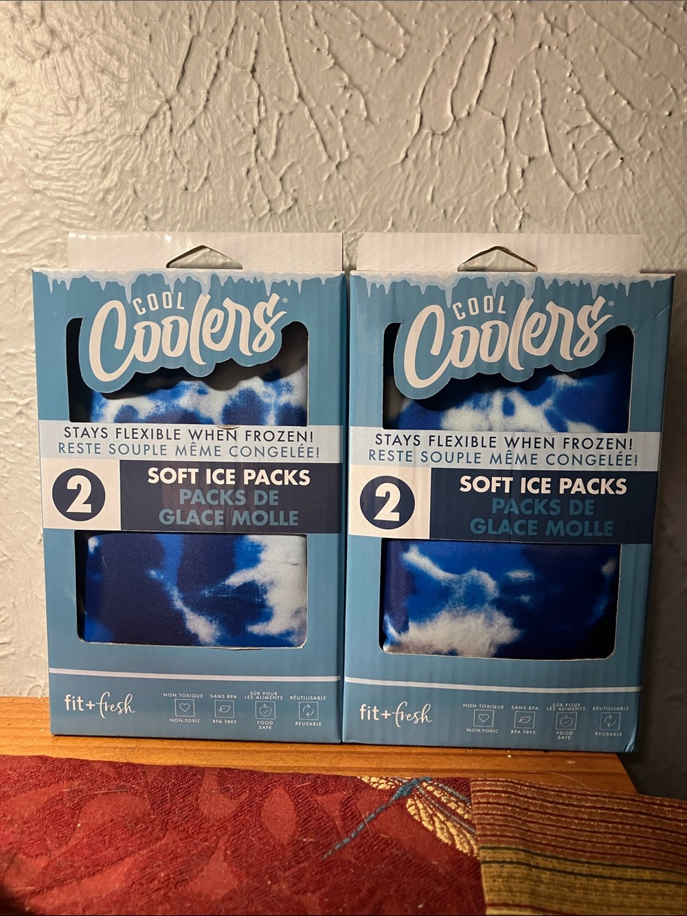 Cool Coolers Soft Ice Packs (Blue Tie-Dye) - 2 Pack-4 individual Ice packs total
